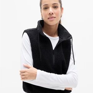 Athleta Black Sherpa Vest In the Clouds NWT XXS